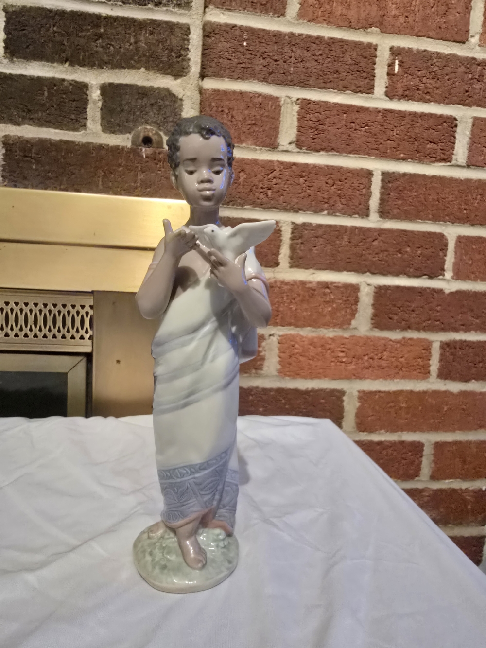 Blue Lladro Porcelain Kids Bath Statue - Decorative Figurine